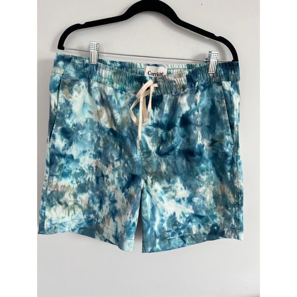 Corridor Swim‎ Trunks Men L Blue Tie Dye Elastic Waist Mesh Lined Shorts